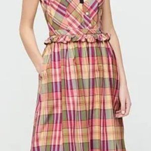J. Crew plaid midi shirtdress with bow tie